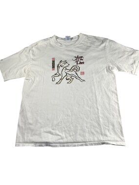Vintage Y2K Crazy Shirt Year Of The Dog 2006 Graphic White T Shirt Size Medium